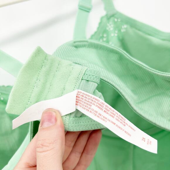 Colsie Womens Coquette Eyelet Corset Bralette Crop Top Size 2X‎ Mint Green - Picture 9 of 12